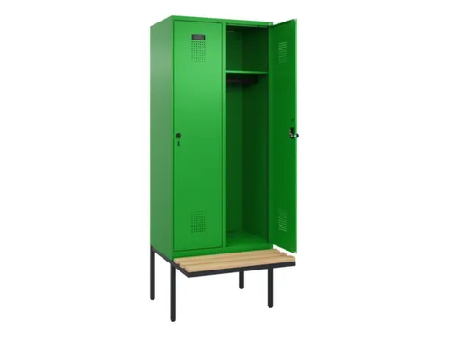 locker met bank,HxBxD 2120x800x815mm,2vak,vak B 400mm,draaigrendel