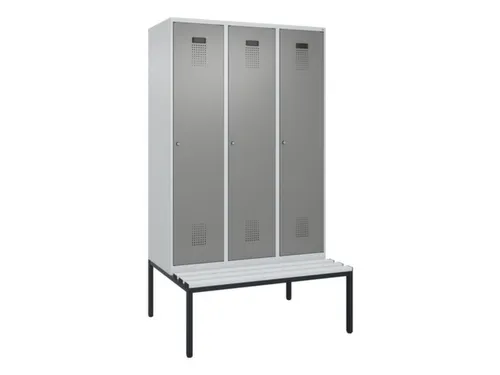 locker met bank,HxBxD 2120x1200x815mm,3vak,vak B 400mm,cilinderslot