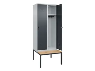 locker met bank,HxBxD 2120x800x815mm,2vak,vak B 400mm,draaigrendel - 2