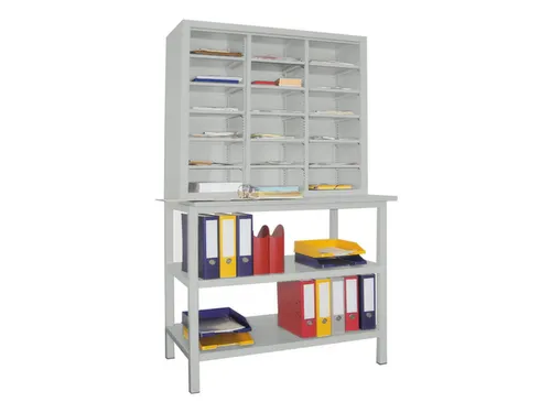 Postsorteerkast HxBxD 1950x1000x400mm 3x6 Vakken Ral7035 Front Ral5010