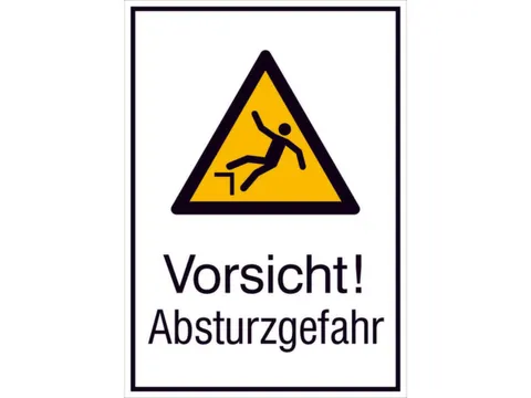 waarschuwings-combibord,v. binnen/buiten,Pas op! Valgevaar,PE-folie