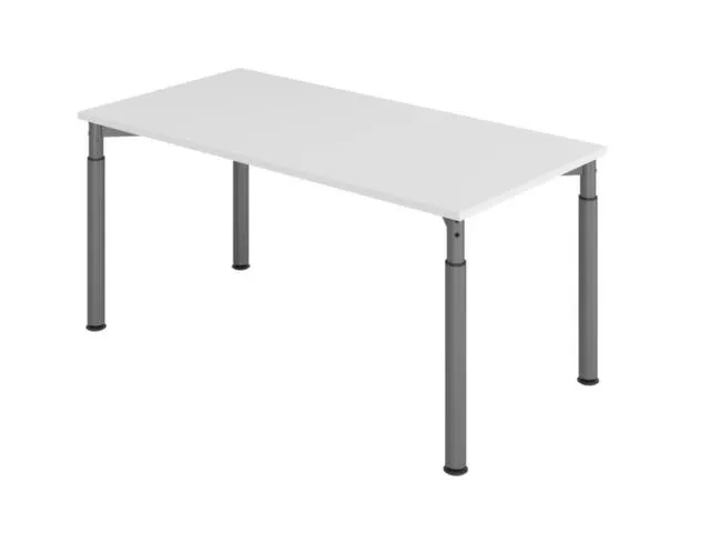 bureau,HxBxD 680-820x1600x800mm,blad grijs,4voeten grafiet,ronde buis