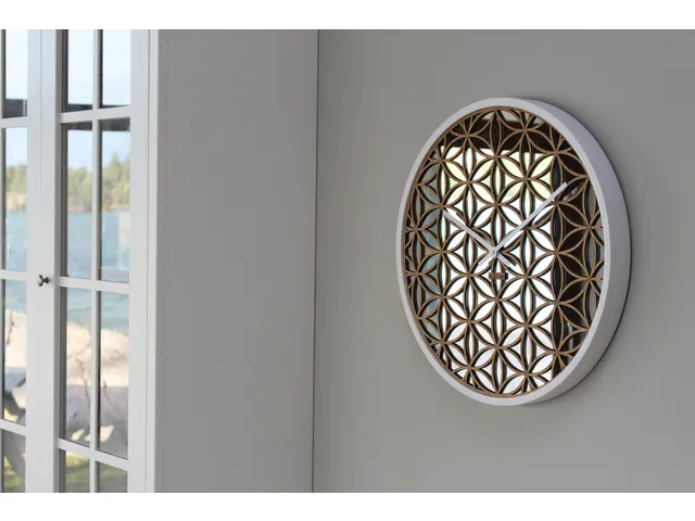 Horloge murale NeXtime 'Bella Mirror' Ø50cm bois/miroir blanc