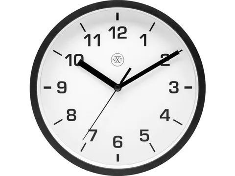 wandklok NXT dia 20cm kunststof zwart witte wijzerplaat cijferaanduidi