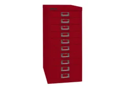 kantoor-ladekast HxBxD 590x279x380mm 10 laden romp kardinaalrood staal