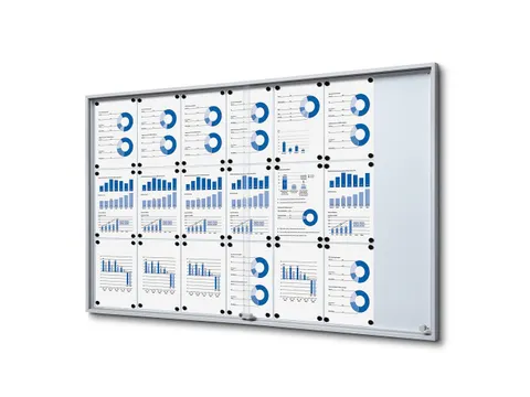 Vergrendelbaar notitiebord Indoor Slim 21xA4 met Schuifdeuren Zilver
