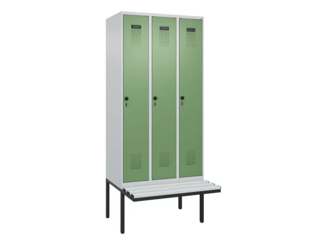 locker met bank,voor scheiding van kleding,HxBxD 2120x900x815mm,3vak