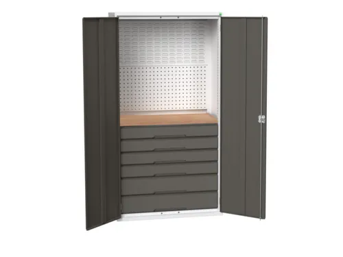 Systeemkast 2000x1050x550mm 1xlegbord 6laden RAL7035+RAL7016