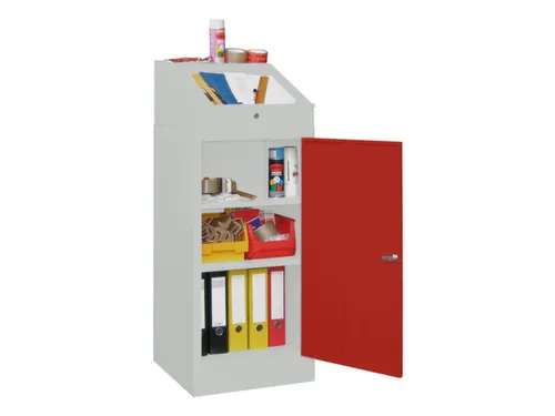 Lessenaarkast 1095/1270x 500x 500mm 2legborden Ral7035 Front Ral3000