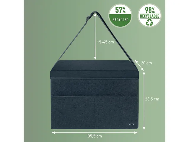 Leitz Stoffen Compacte Hot Desking Opbergtas met deksel grijs
