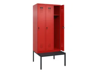 locker met bank,HxBxD 2120x900x815mm,3vak,vak B 300mm,draaigrendel - 1