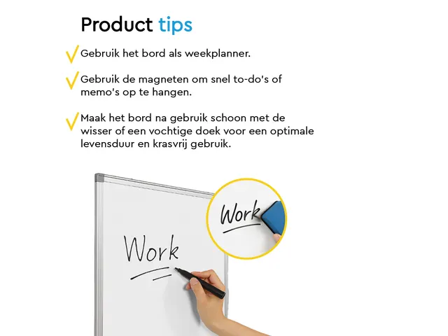BRASQ Magnetisch Whiteboard 60x45cm Zilver met accessoire set