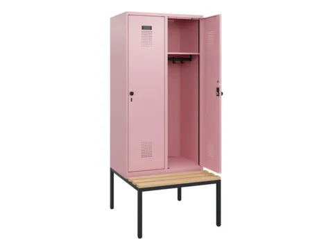 locker met bank,HxBxD 1950x800x815mm,2vak,vak B 400mm,draaigrendel