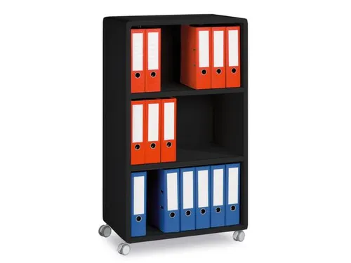 transportwagen,HxBxD 1240x651x330mm,3vakken,2niveaus,3 OH,romp zwart
