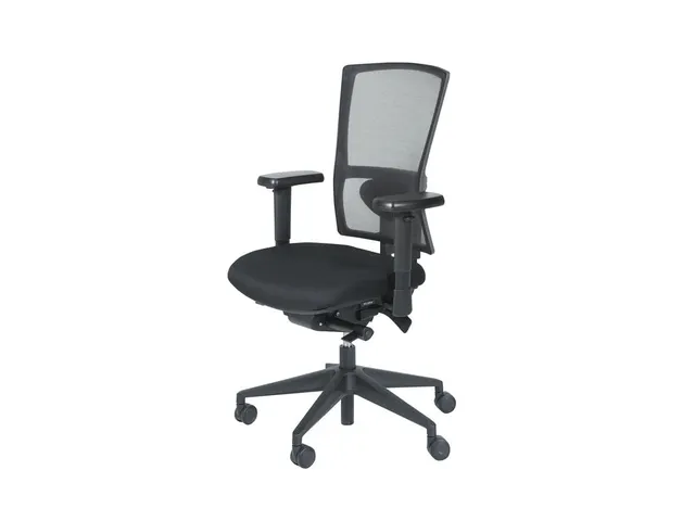 Bureaustoel 400 NPR Stof zwart, rug Mesh zwart, Voetkruis zwart