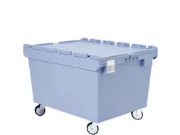 Mobiele Opslagbak Hoekig 553x800x600mm 151 liter Deksel Wielen Blauw