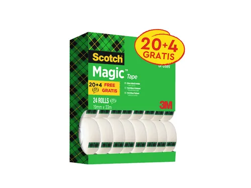 Plakband Scotch Magic 810 19mmx33m onzichtbaar mat 20+4 gratis
