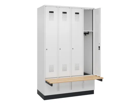 locker met bank,HxBxD 1950x1200x815mm,4vak,vak B 300mm,cilinderslot