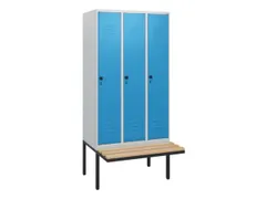locker met bank,HxBxD 1950x900x815mm,3vak,vak B 300mm,draaigrendel