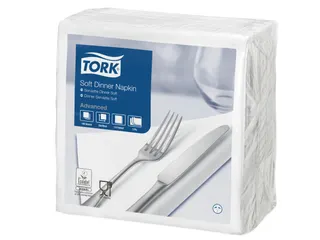 Tork 477577 Soft Dinnerservet 39x39cm 3-laags 1/4 vouw 12x100st Wit - 1