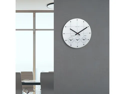Wereldtijden klok - Stille wandklok - 43cm - Wit - Glazen klok - NeXti