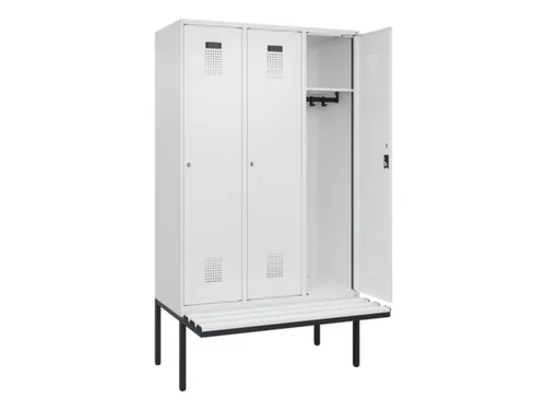 locker met bank,HxBxD 2120x1200x815mm,3vak,vak B 400mm,cilinderslot