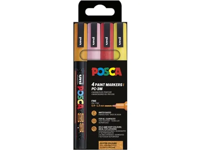 Uni POSCA paintmarker PC3-ML 4 stuks licht