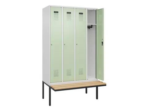 locker met bank,HxBxD 2120x1200x815mm,4vak,vak B 300mm,cilinderslot
