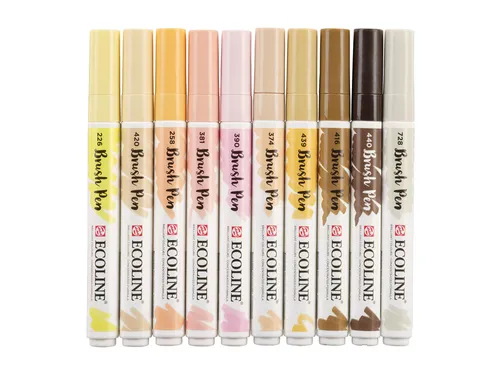 Brushpen Talens Ecoline set à 10 stuks huid