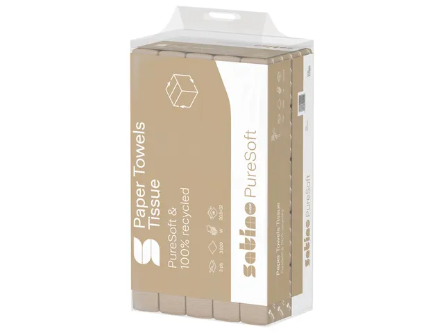 Handdoek PureSoft PT2 W-vouw 2-laags 277520 25x120vel naturel