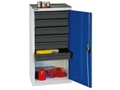 Materiaalkast 1000x500x500mm 6 Laden Lichtgrijs/gentiaanblauw