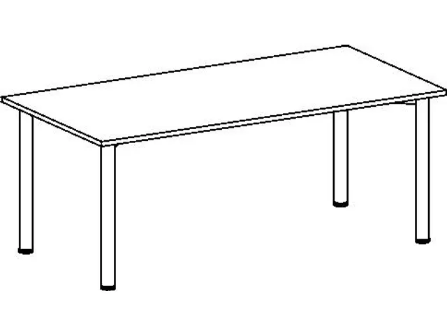 Table de réunion rectangulaire 720x1800x800mm gris 4 pieds RAL9006