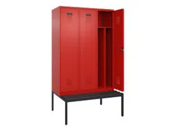 locker met bank,voor scheiding van kleding,HxBxD 2120x1200x815mm,3vak