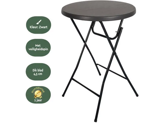 Statafel Inklapbaar BT100 Zwart 80cm