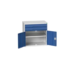 ladekast HxBxD 800x800x550mm 2laden 2deuren RAL7035 front RAL5010 - 1