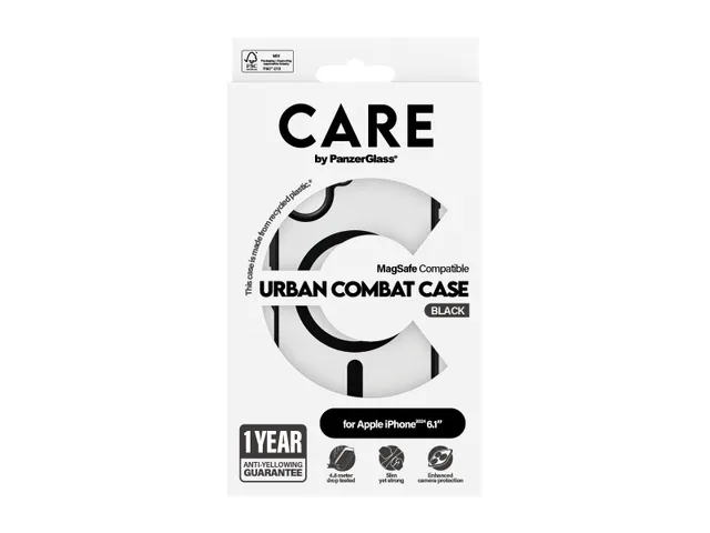 PanzerGlass CARE by Urban Combat Case Transparent w. Black Frame