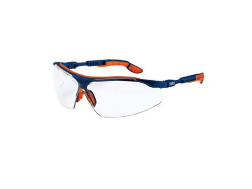 Uvex I-VO 9160 veiligheidsbril, heldere lens, blauw/oranje montuur