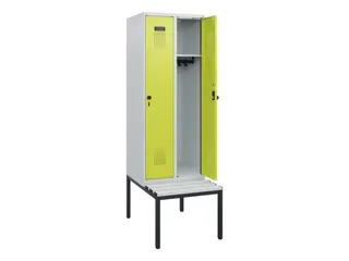 locker met bank,HxBxD 1950x600x815mm,2vak,vak B 300mm,draaigrendel - 1