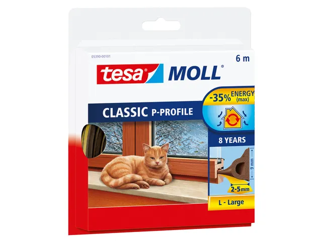 Tochtstrip Tesa Moll 05390 P profiel 9mmx6m bruin