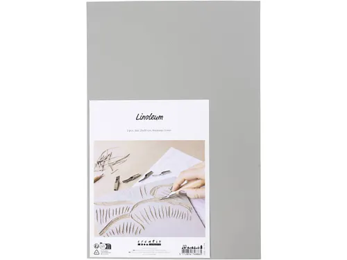 Creativ Company Linoleum 20x30cm dikte 3 mm, Grijs 2 stuks