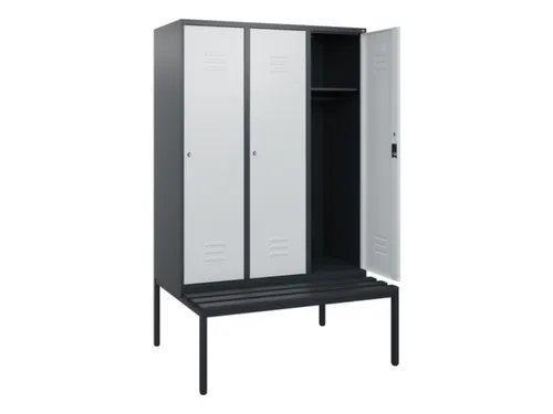 locker met bank,HxBxD 1950x1200x815mm,3vak,vak B 400mm,cil.-slot