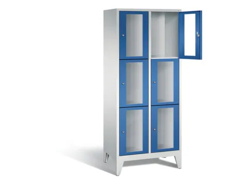 lockerkast 1850x810x500mm 2x3 vakken Cilinderslot Poten, RAL5010