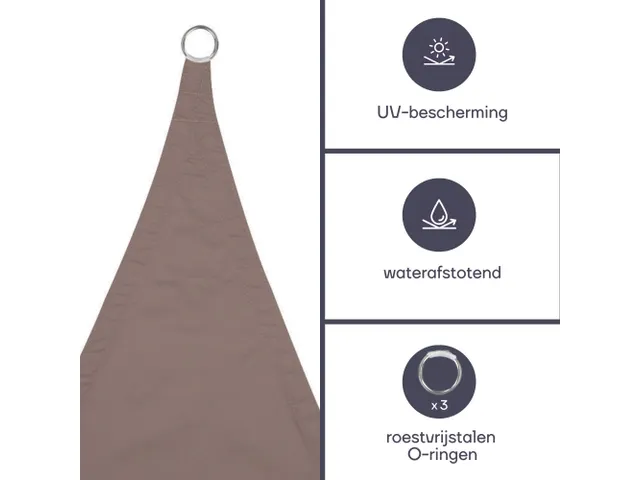 Zonnezeil Driehoek 3.6x3.6x3.6m Taupe