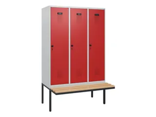 locker met bank,HxBxD 1950x1200x815mm,3vak,vak B 400mm,draaigrendel - 2