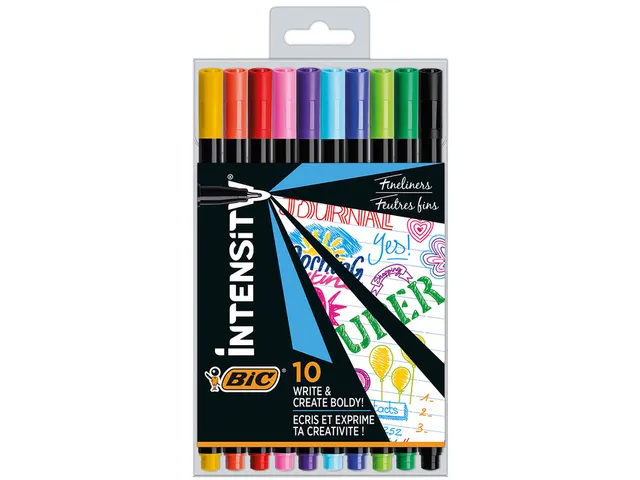 Fineliner Bic Intensity fijn assorti pak à 10 stuks