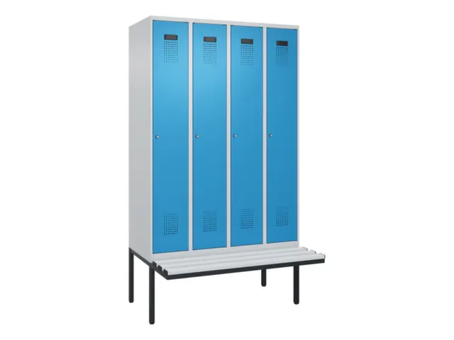 locker met bank,voor scheiding van kleding,HxBxD 2120x1200x815mm,4vak