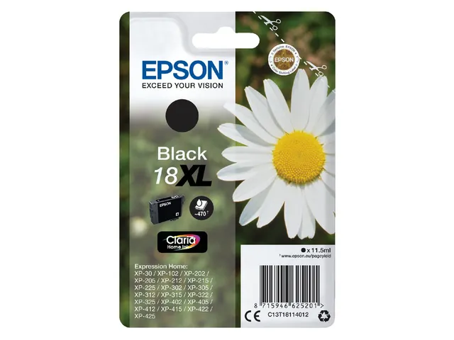 Inktcartridge Epson 18XL T1811 zwart HC C13T18114012