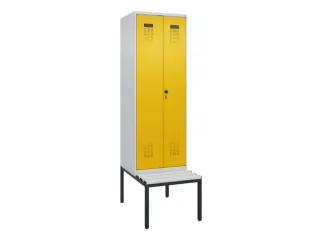 PBM-locker met bank,HxBxD 2120x600x815mm,2vak,vak B 300mm,draaigrendel - 2