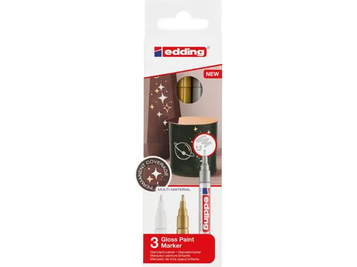 Viltstift edding 751 lakmarker metallic set à 3 stuks assorti