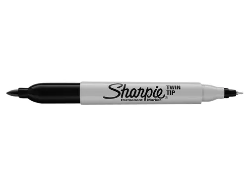 Viltstift Sharpie Twin Tip rond 0.5mm en 0.9mm blister 1 stuk Zwart